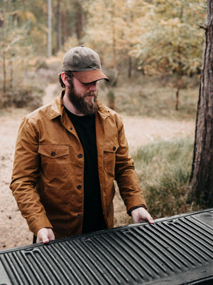 Cairn British-made waxed cotton overshirt in Whisky